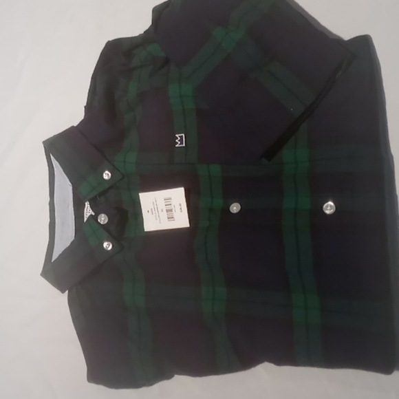 BOYS Crown & Ivy XL 14/16 long sleeve button up plaid shirt green and navy - Picture 5 of 5